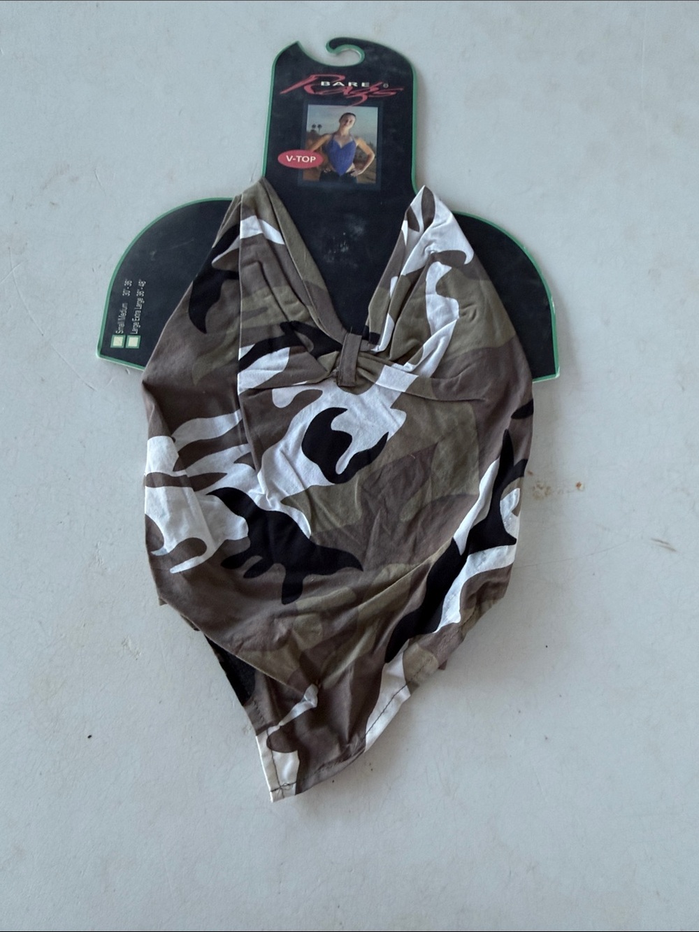 NWT Vintage Y2K Bare Rags Halter Handkerchief Top with Camouflage Print